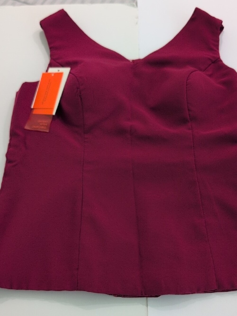 Sexy Original Women's Sleeveless Burgundy V-Neck Corset Peplum Top Size 14